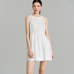 Elizabeth and James White Silk Babydoll Mini Dress